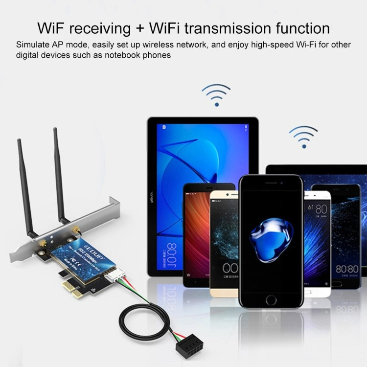 EDUP EP-9620 2 in 1 AC1200Mbps 2.4GHz & 5.8GHz Dual Band PCI-E 2 Antenna WiFi Adapter External Network Card + Bluetooth, EP-9620 1200Mbps (2 in 1) EDUP EP-9620 2 in 1 AC1200Mbps 2.4GHz & 5.8GHz Dual Band PCI-E 2 Antenna WiFi Adapter External Network Card + Bluetooth, EP-9620 1200Mbps (2 in 1)